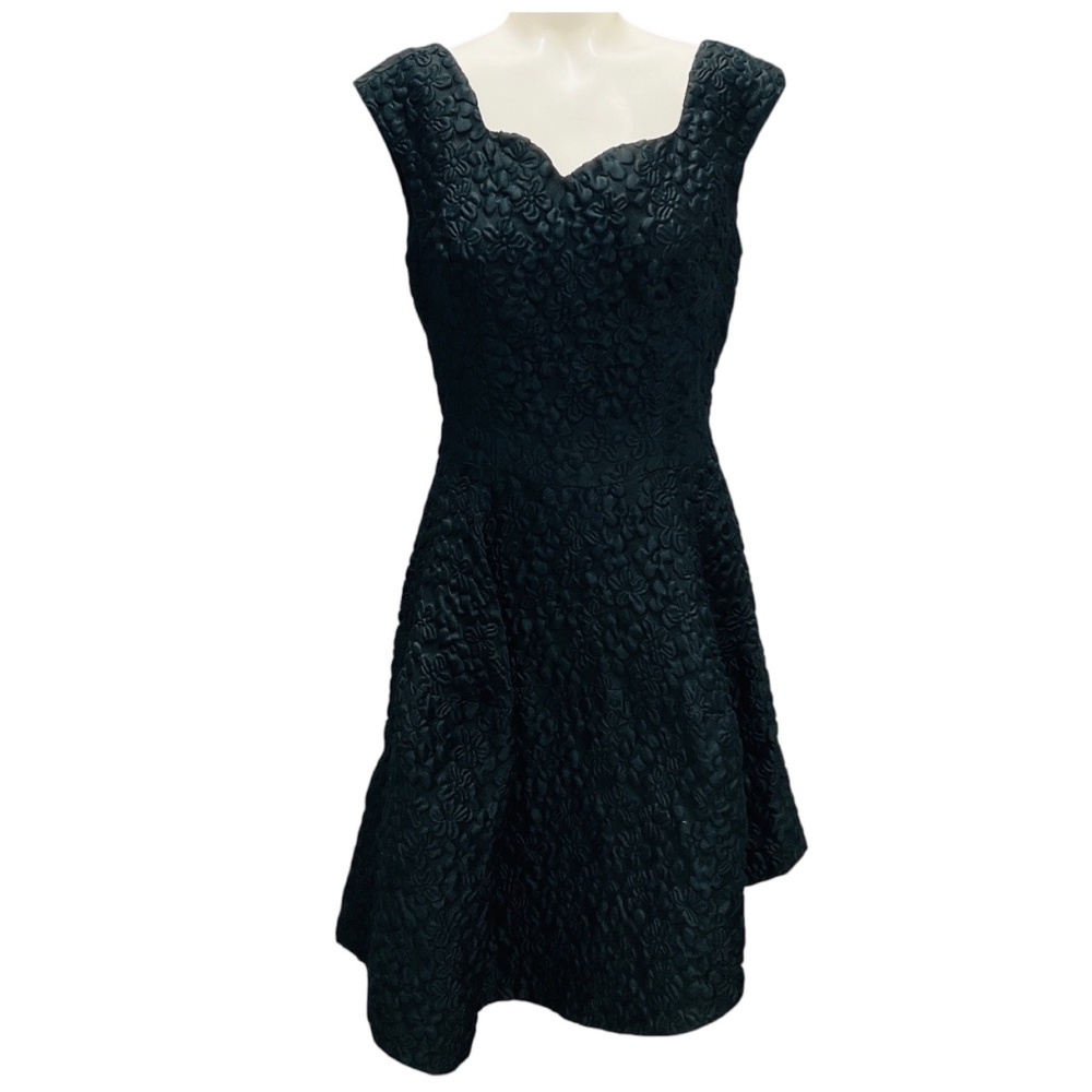 SIMONE ROCHA BLACK QUILTED FLORAL BROCADE COCKTAIL DRESS